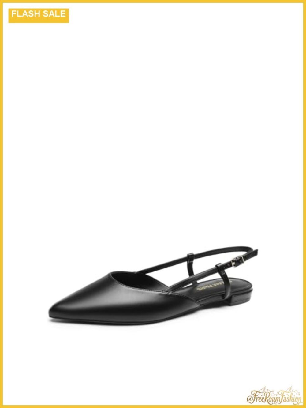 Women's Slingback Dress Ballet Flats Adjustable Buckle Strap Faux Leather